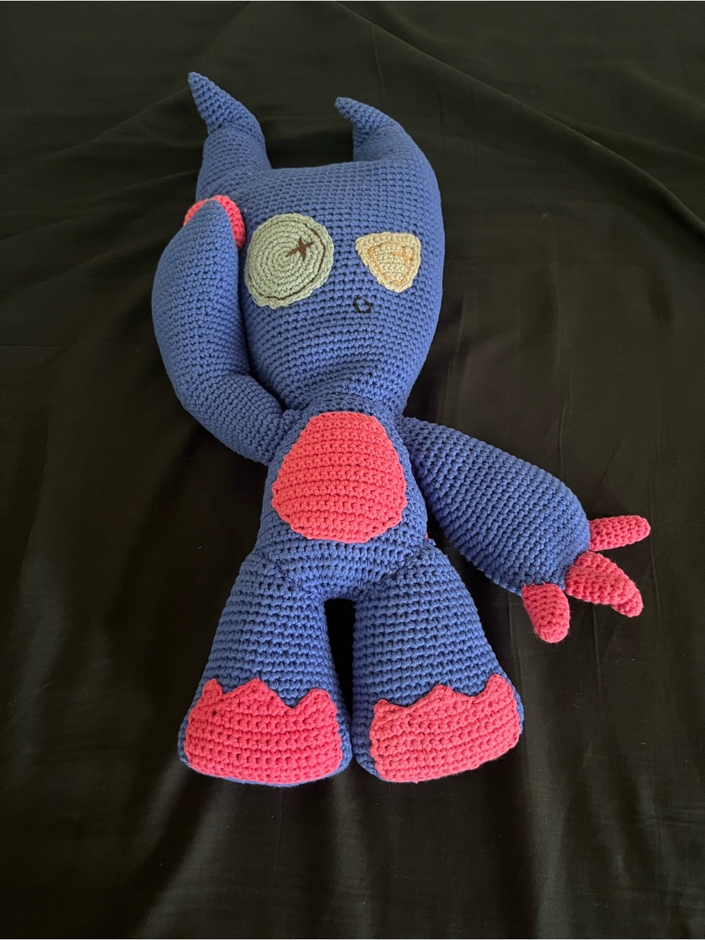 Hand Crafted Blue and Pink Crochet Monster Plush